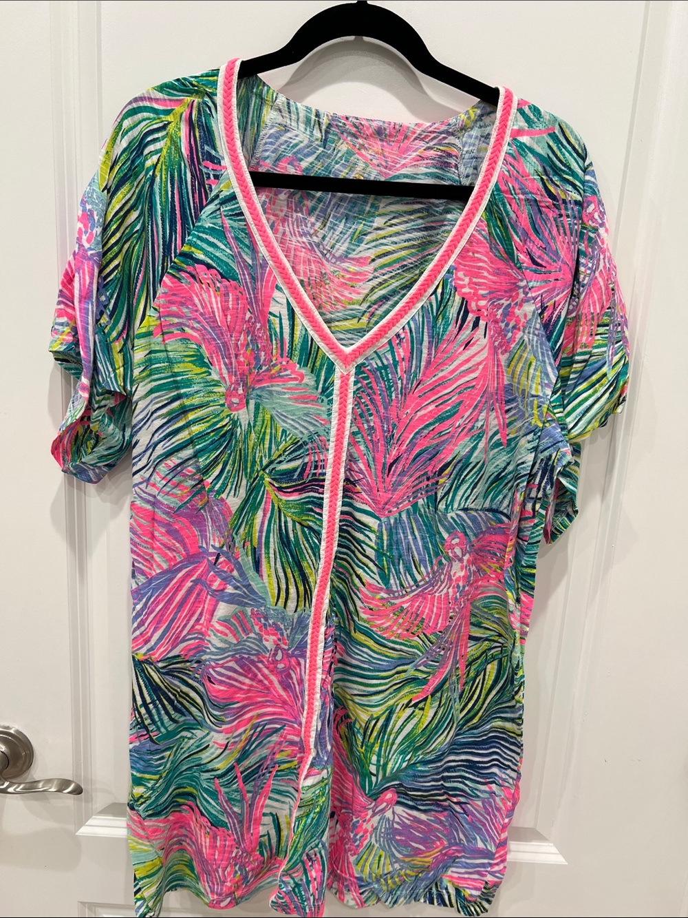 Lilly Pulitzer Pink Multi Tropical V-Neck Tunic Dress